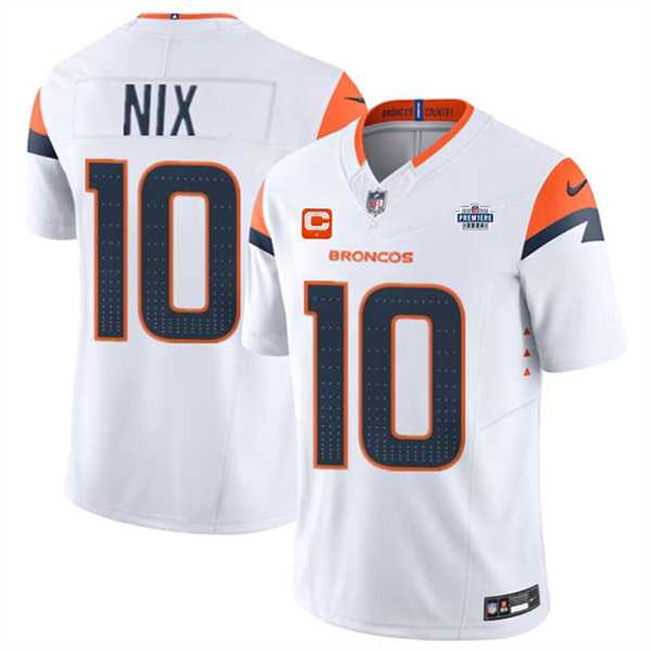 Men & Women & Youth Denver Broncos #10 Bo Nix White 2024 F.U.S.E. With Draft Pacth and 1-Star C Patch Vapor Limited Stitched Jersey